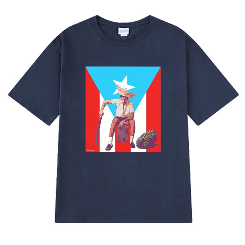 2025 New Bad Bunny Puerto Rico Flag Graphic Short Sleeve T-shirts Men Women Fashion Y2k T Shirt Unisex 100% Cotton Clothing Tops
