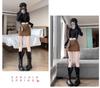 Plus Size Brown Suede A-line High-Waisted Skirt for Women - Slimming, Hip-Hugging Short Skirt for Spring and Autumn