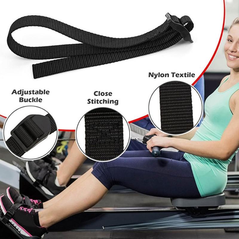1 Pair Of Adjustable Rowing Exercise Machine Foot Straps Replacement Straps Polyester Webbing With Buckles For Gym Home