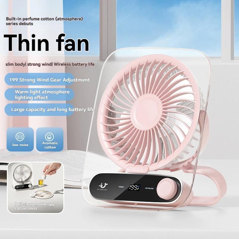 

Desktop Fan Portable USB Charging Handheld Ultra-thin Wall Mounted Mini Dormitory Electric Fan розовый