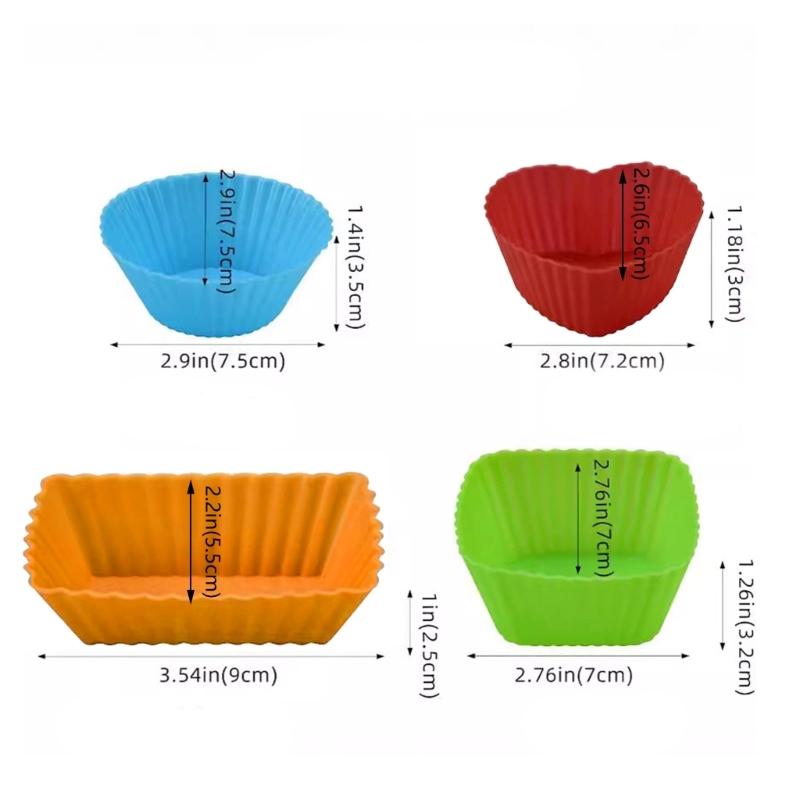 40Pcs Silicone Bakings Cups Cupcakes Liner Muffins Cake Bakings Molds Easy to Use