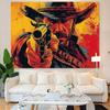 VIKAMA Western Gunslinger Tapestry Retro Oil Painting Style Living Room Wall Hanging Boys Bedroom Dormitory Decor