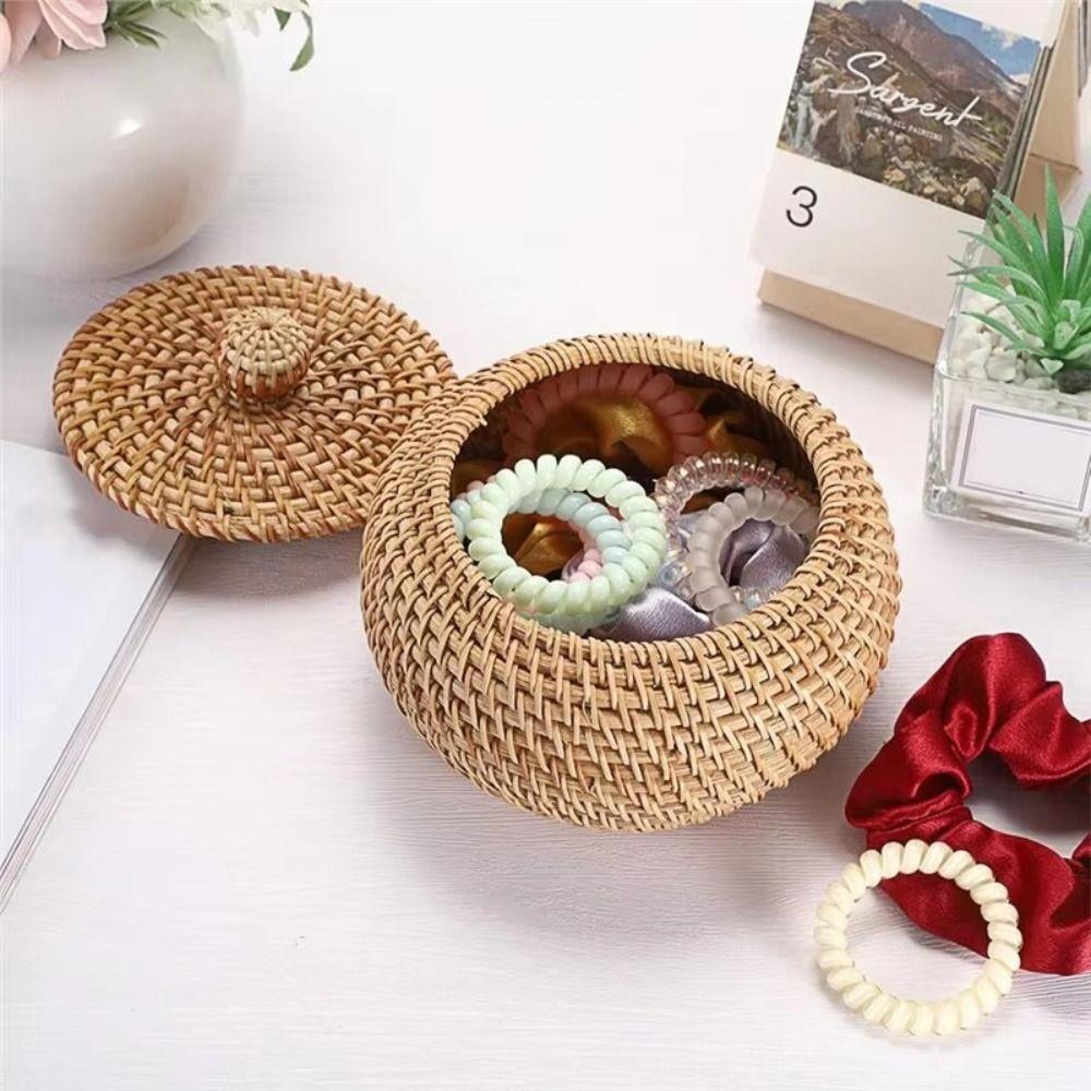 Wicker Rattan Storage Basket Rattan Decorative Storage Box Decorative Organizer Key Storage