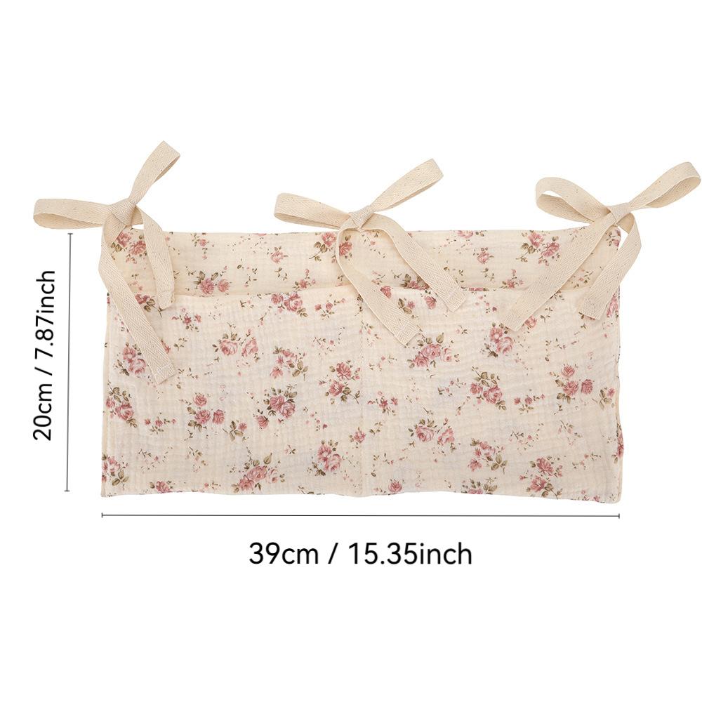 Baby Crib Organizer Cot Caddy Bed Storage Bag 2 Pockets Bedside Hanging Diaper Pure cotton Organizer for Diapers Toys Clothing