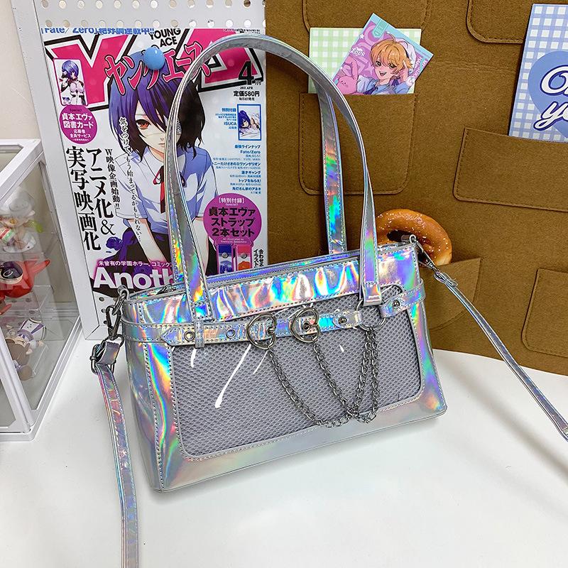 Transparent bar bag, small food, pu shoulder underarm bag, two-dimensional peripheral portable messenger bag.