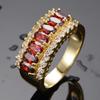 Luxury Female Red Crystal Stone Ring Charm Big Gold Color Wedding Jewelry For Women Promise Geometric Zircon Engagement Rings