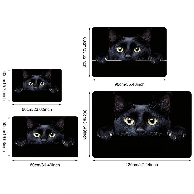1Pcs Anti Fatigue Kitchen Rugs, Black Cat  Print Waterproof Non-Slip Thick Cushioned Kitchen Mat Heavy Duty Comfort Standing Mat for Kitchen