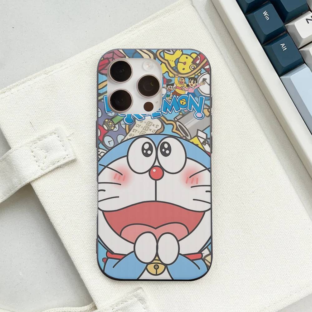 Cartoon D-Doraemons Corrugated Pattern For IPhone 17 16 15 14 13 12 11 16 Pro Max Plus Pro Non-slip Phone Cover
