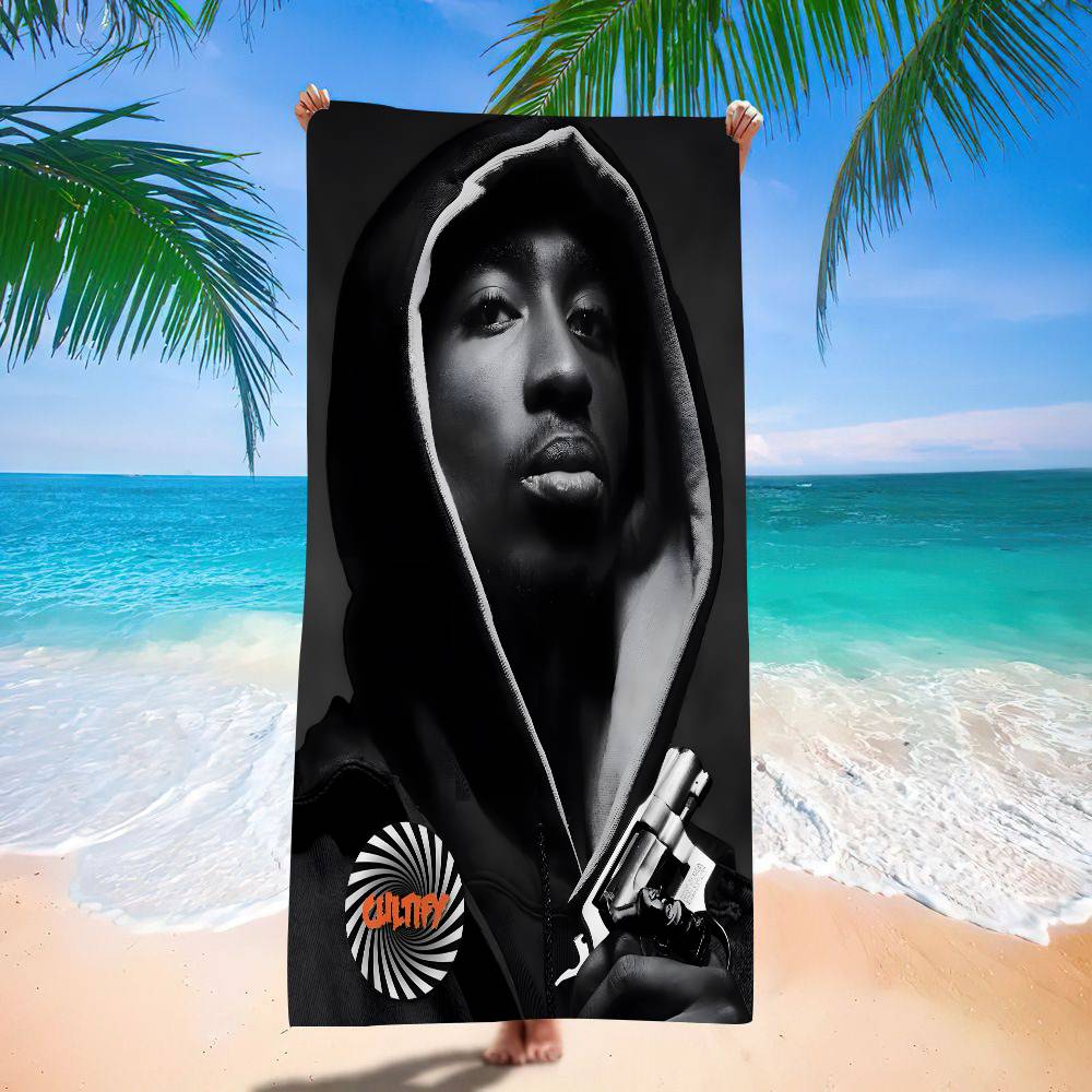 Asciugamano da Spiaggia Tupac Shakur Asciugamani da Bagno Colorati per Ragazza Microfibra Asciugatura Rapida Senza Sabbia Personalizzabile Spiaggia Yoga Spa Palestra Piscina