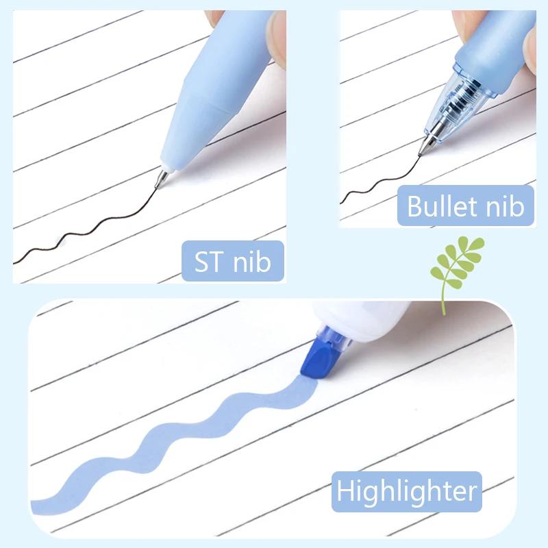 6pcs Gel Pen and Marker Pen Set Retractable Black Ink 0.5mm Ballpoint Pen School Student Office Stationery Supplies