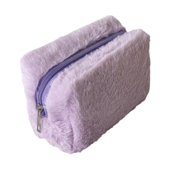 Plush Cosmetic Bag Portable Travel Makeup Bag Fuzzy Toiletry Bag for Women Skincare Products Makeup Brushes