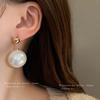 Real Gold Electroplated Silver Needle Pearl Earrings French Exaggerated Temperament Earrings Retro Senior Sense Versatile Earrings Women