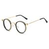 Retro Round Glasses with Blue Light Blocking Men Chic Metal Punk Frame Women's Fashion Ultra-light Eyewear for Decor