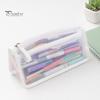 Lightweight Stationery Organizer Exam Pencil Case for Students, Double Layer Clear Mesh Pouch, Moisture-proof Bag Large Capacity Transparent
