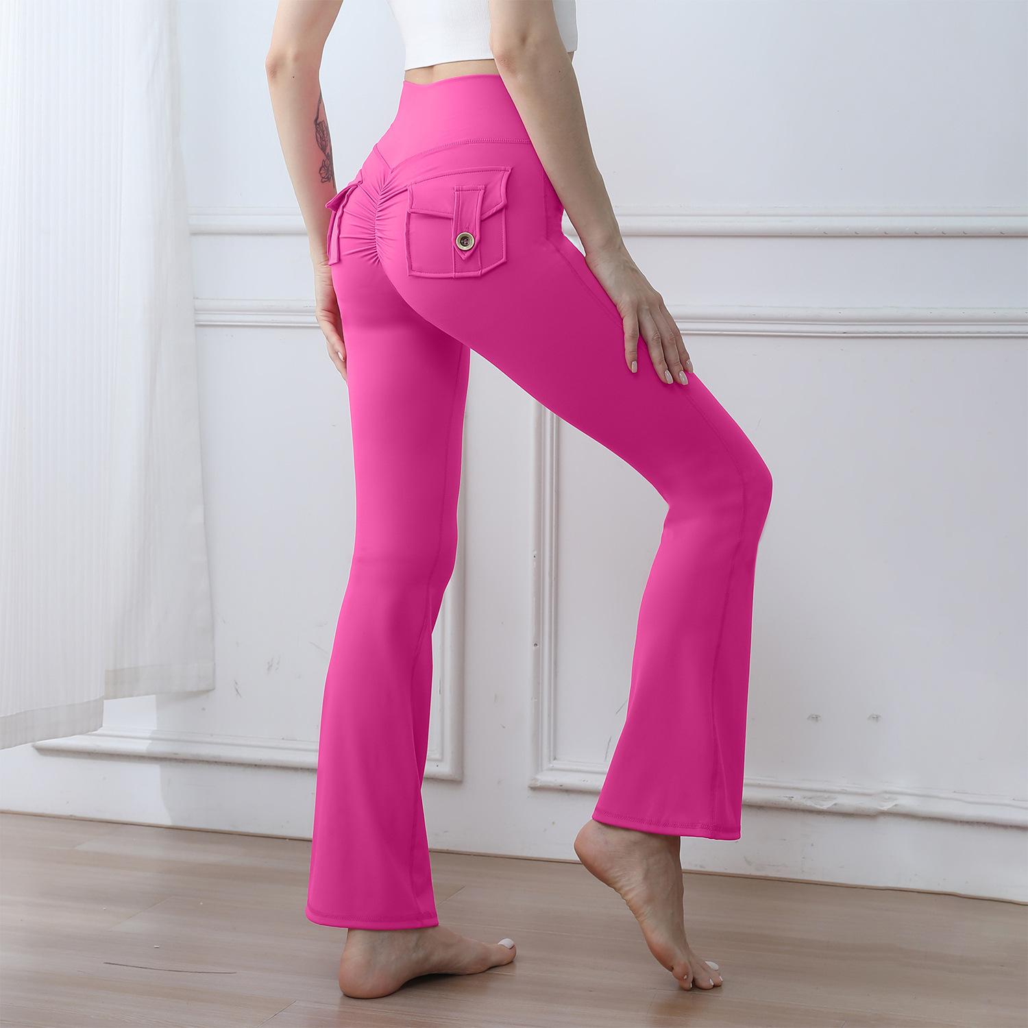 

Workwear Pocket Peach Hip Yoga Pants High Waist Stretch Hip Lifting Exercise Speed Drying Running Fitness Pants For Women S рожевий червоний колір