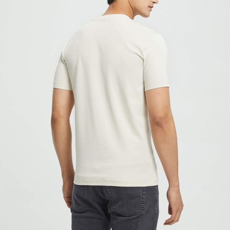 CK/Calvin Klein Logo Print Round Neck Fitted Straight Cut Short Sleeve T-Shirt Men Tops Light-Coffee J320568-ACF