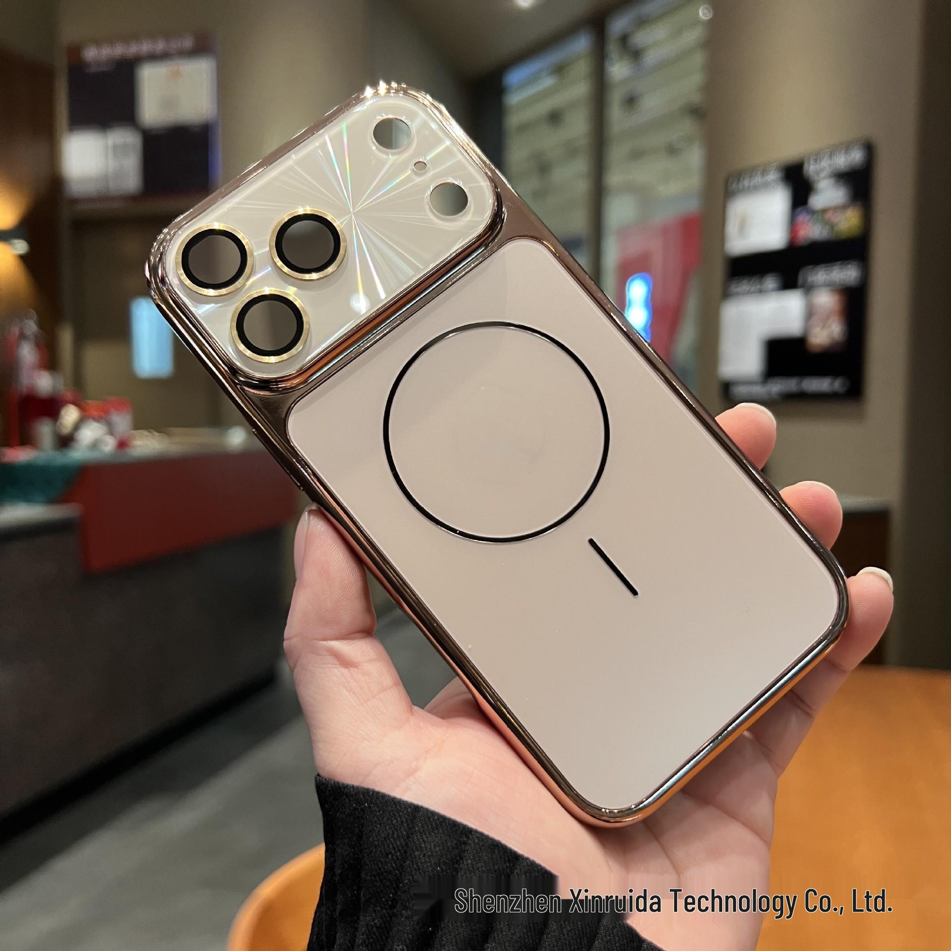 Magnetic Frosted Electroplated Case for iPhone 17/16, Large Window, Laser Protective Cover. 16 Pro