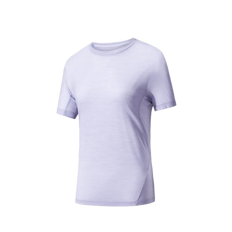 

Anta Champion Series Comfortable Casual Simple Moisture Wicking Round Neck Pullover Short Sleeve T-Shirt Women T-Shirt Gray-Mist-Purple 162520116-3 S