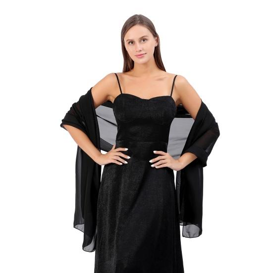 

Solid Color Thin Chiffon Evening Dress Shawl Bride Bridesmaid Wedding Dress Cheongsam Party Shawl Scarf чёрный