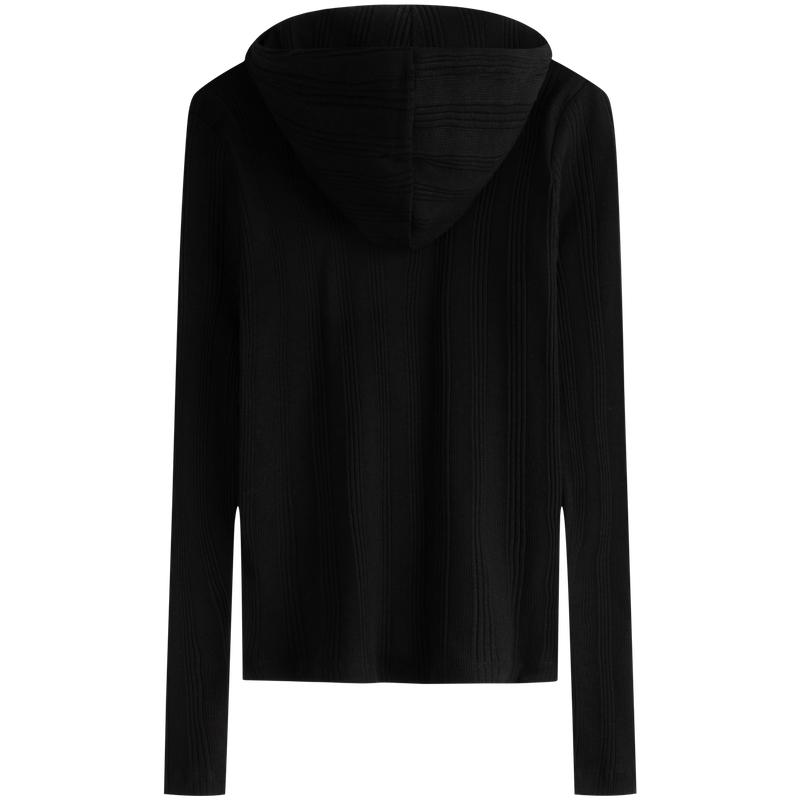 Calvin Klein Minimalist Embroidered Casual Commuter Hoodie Zip Knit Sweater Women Sweater Space-Black J223550
