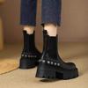 Thick-soled heightening short boots women's 2025 autumn and winter new versatile velvet muffin pipe Chelsea boots thick heel Martin boots