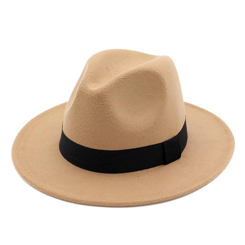 Fedora Unisex Vintage de Ala Ancha - Estilo Europeo y Americano Otoño/Invierno Sombrero de Fieltro de Lana Sintética