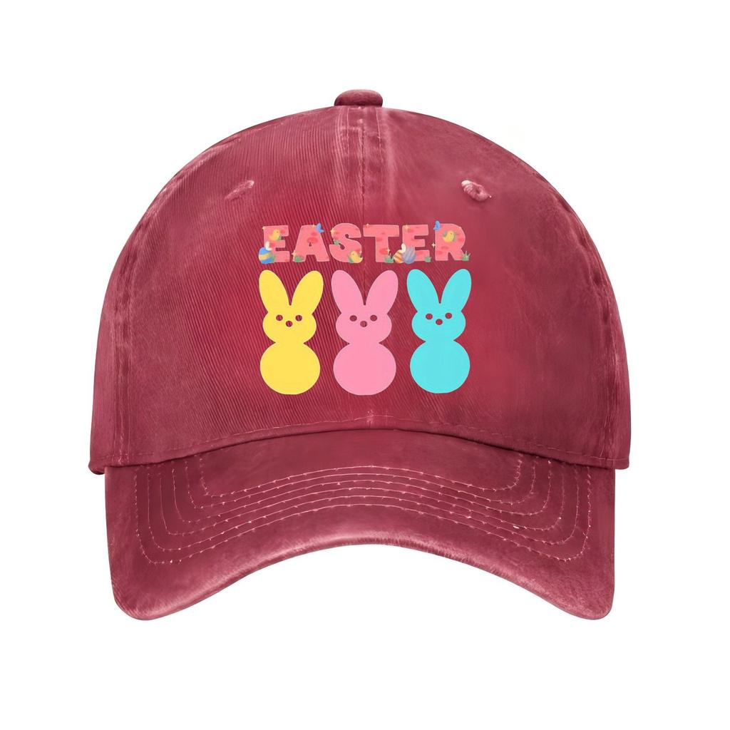 Easter Peeps Bunny Baseball Cap Distressed Cotton Casual Adjustable Hat for Unisex Adults