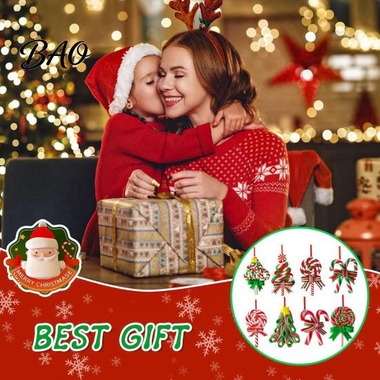 Holiday Gift Tags 16 Pcs Christmas Lollipop Ornaments, Red Green Striped Peppermint Swirl Candy Cane Reusable Ornaments Hanging Decoration,