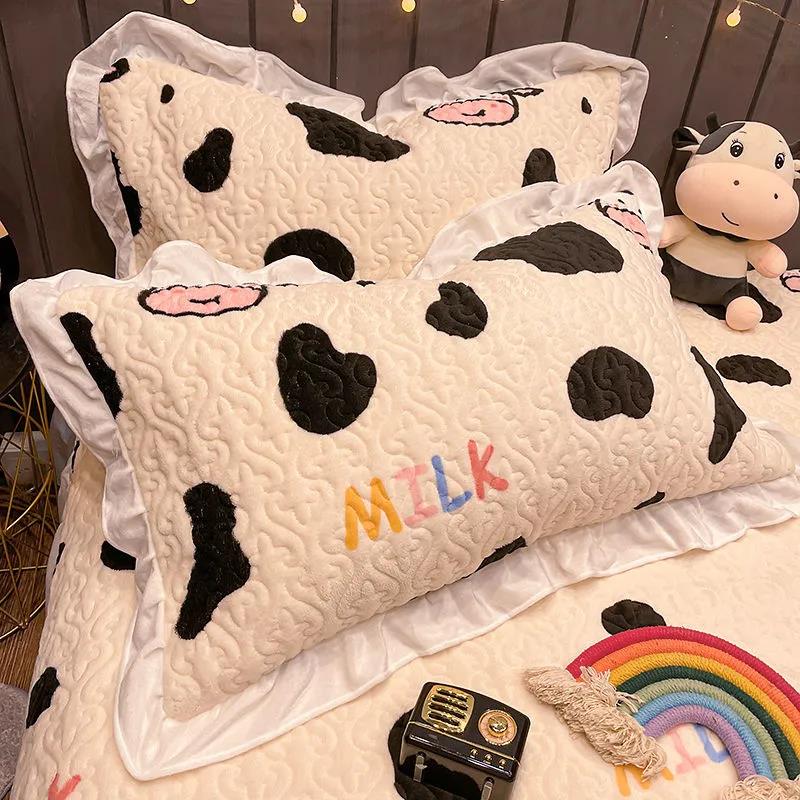 Наволочка в стилі принцеси з листя лотоса Кораловий оксамит Потовщення Наволочка для спальні Дівчата Гуртожиток Пара наволочки для подушки