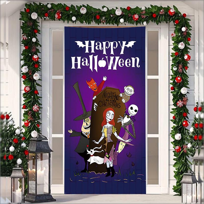 Stretch Fabric Christmas Door Tapestry - Santa Claus Gift Background for Holiday Parties