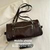Comfortable and Versatile Texture Shoulder Bag Women Vintage Simple Commuter Pillow Bag with Studded Strap Casual Handle Bag
