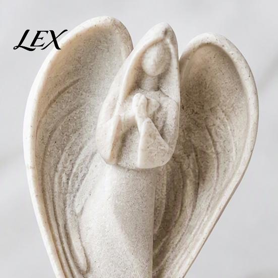 Modern Home Interior Accents Praying Angel Statue, Abstract Guardian Figurine, Religious Prayer Decor Sculpture for Mantel Church Indoor Memorial