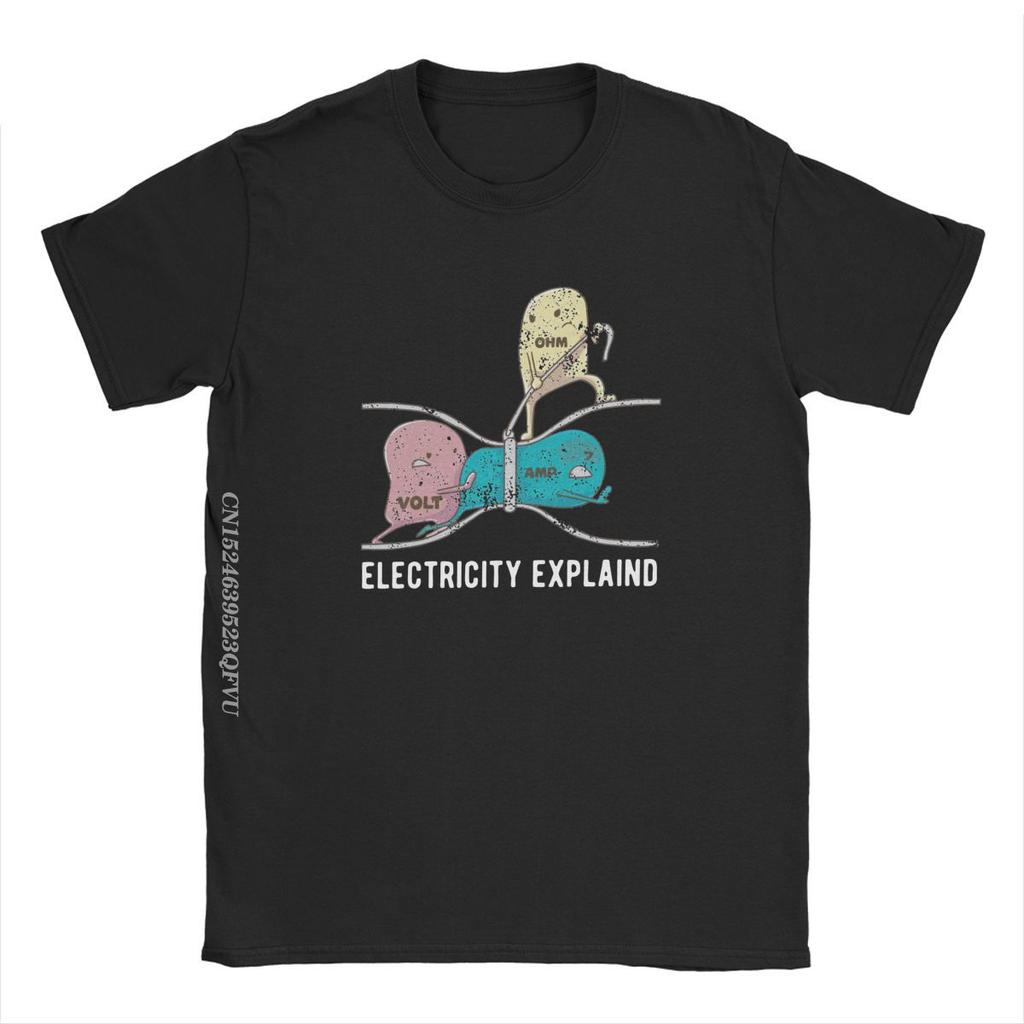 Electricity Explained Ohm Volt Amp Physics Nerd Tee Shirt For Men Ohm's Law Vintage Pure Cotton Tees Tops T Shirts Classic Tops