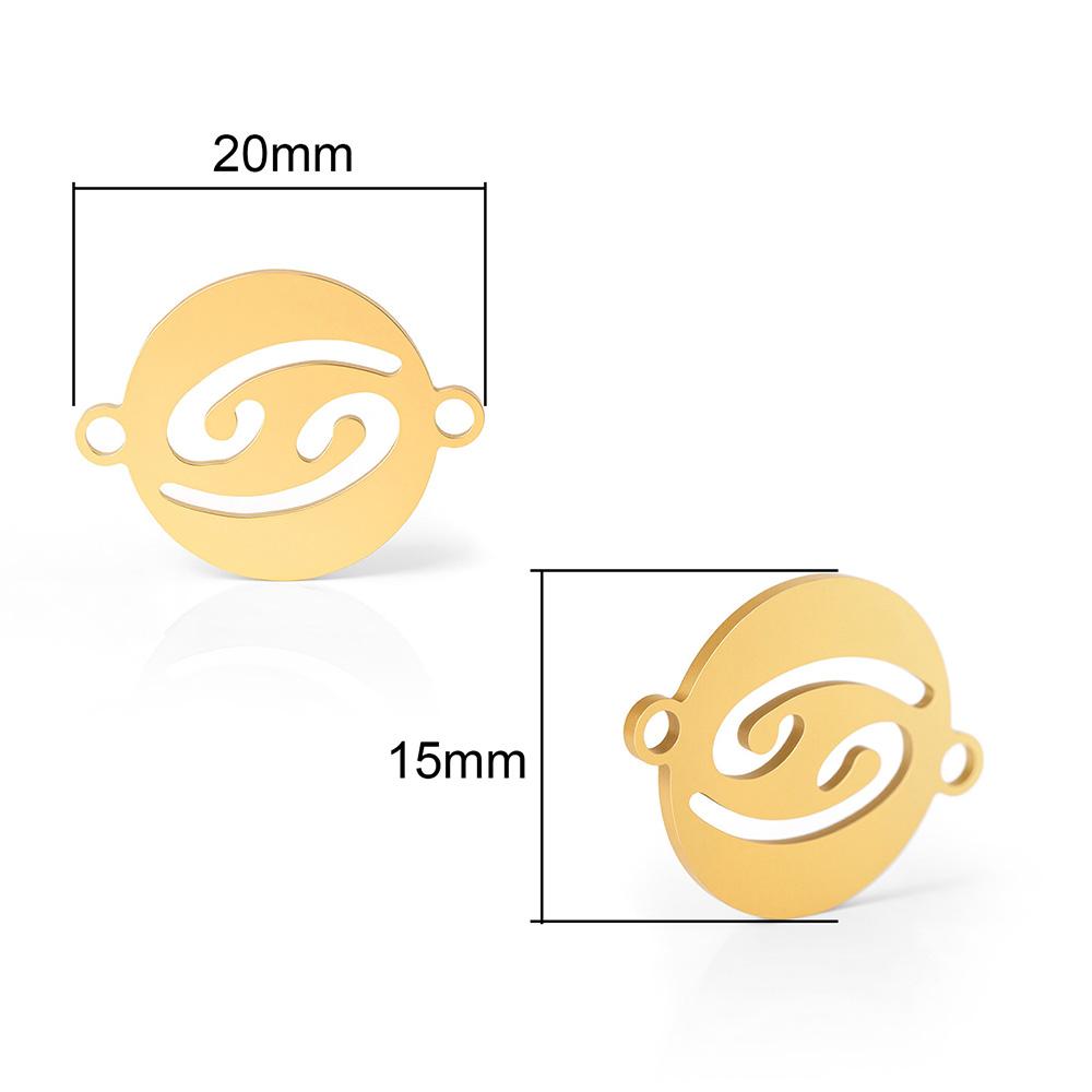 5pcs/lot 316 Stainless Steel Gold Plated 12 zodiac signs Small Charms Connector Pendant For Necklace DIY Jewelry Making