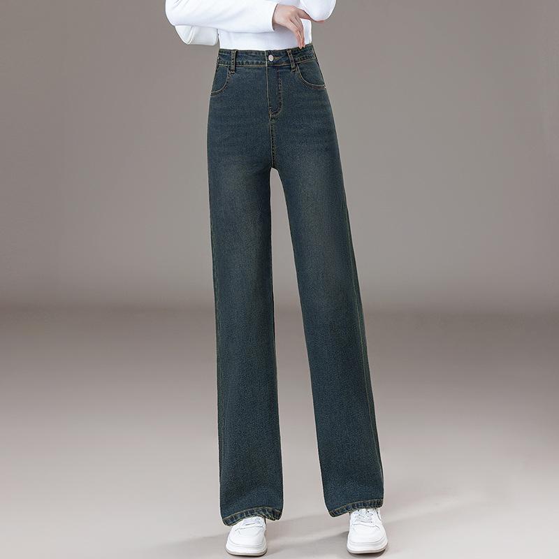 Women's Elastic Straight Leg Jeans - Petite, Plus Size, Loose Fit for Spring & Autumn