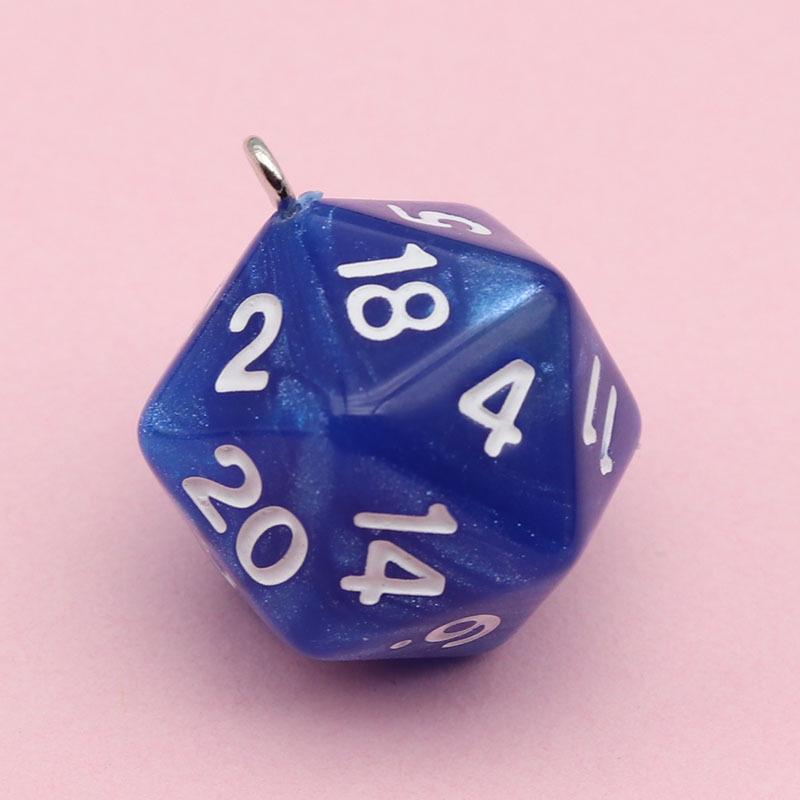20-Sided Pearl Acrylic Dice Shaker Bag Keychain Pendant for DIY Jewelry