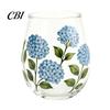 Patterned Translucent Glass Cup, Egg Shape Clear Lead-Free Crystal Enamel Painted Golden Rim Water Cup Vintage Drinking Tumbler, Large Capacity