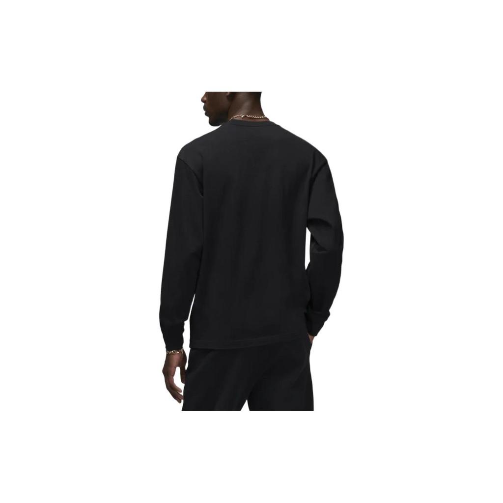 Jordan Wordmark Series Solid Logo Embroidered Crew Neck Long Sleeve T-Shirt Men Tops Black FJ0703-010