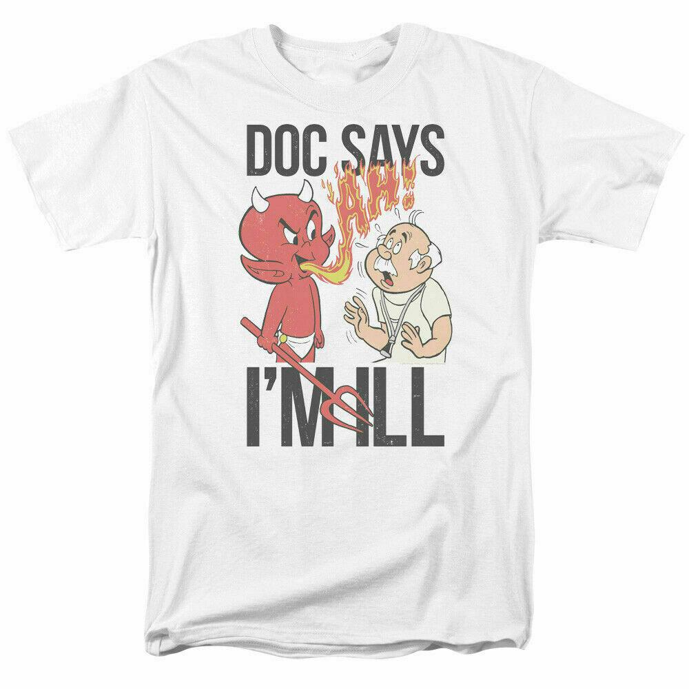 26 Hot Stuff Doc Says T Shirt Mens Licensed Cartoon Merchandise Little Devil White Unisex T-Shirt M