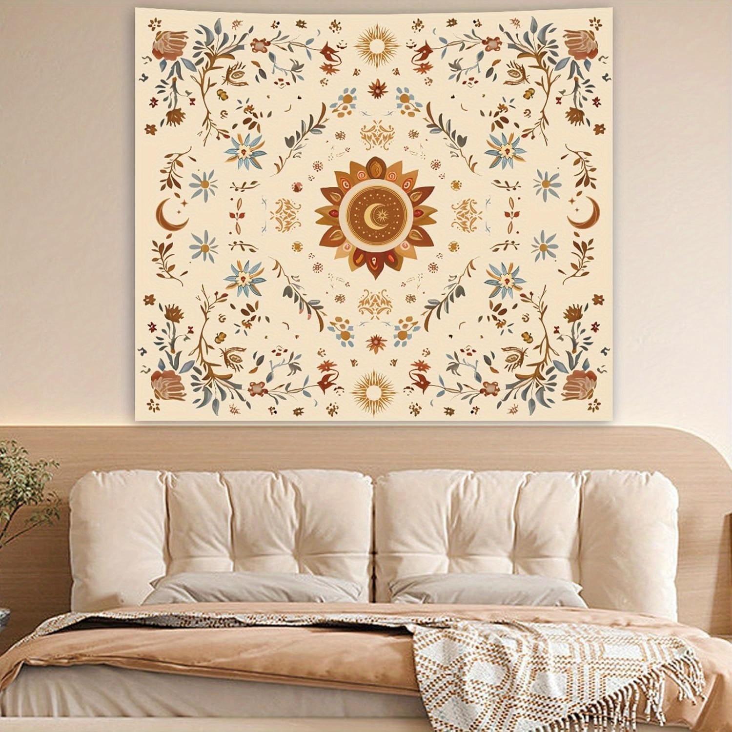 

1 Piece Bohemian Sun and Moon Tapestry Wall Hanging - Vintage Hippie Style, Polyester Fabric, Perfect for Bedroom, Living Room 70x100cm