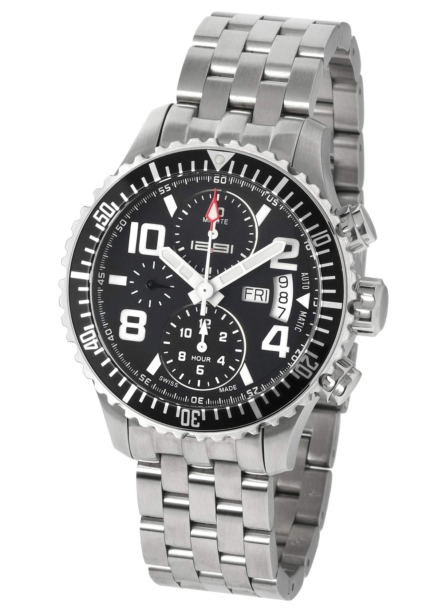 

1291 Swiss made wristwatch chronograph pilot watch automatic winding VALJOUX 7750 1291PA [item] чорний