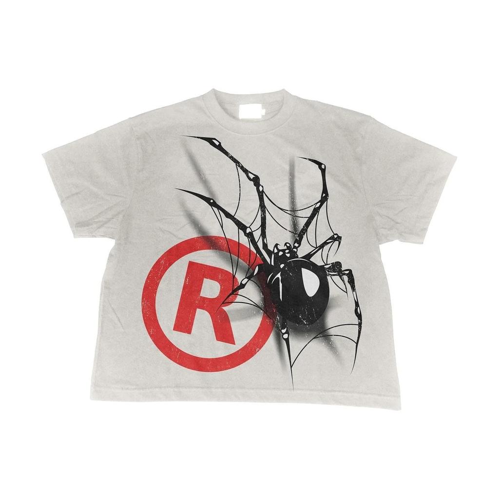 Νέο oversized μπλουζάκι με στάμπα αράχνης harajuku Unisex ρούχα γραφικό 2023 Μωβ Γράμμα βαμβακερό Αμερικάνικης υψηλής ποιότητας goth y2k τοπ