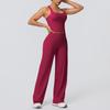 High-Waisted Yoga Set: Hip-Lifting Wide-Leg Pants & Sports Back Crop Top