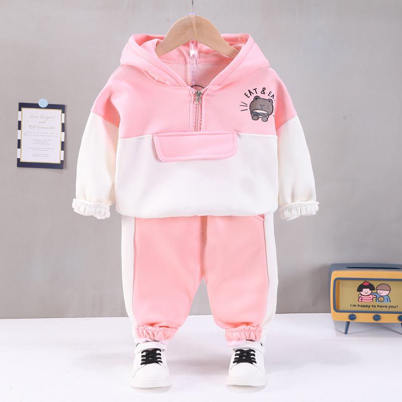 Winter Baby Kids Clothing Sets Cartoon Toddler Boys Girls Warm Hooded Coats Pants Suit Kids Thick Tracksuit Clothes Set