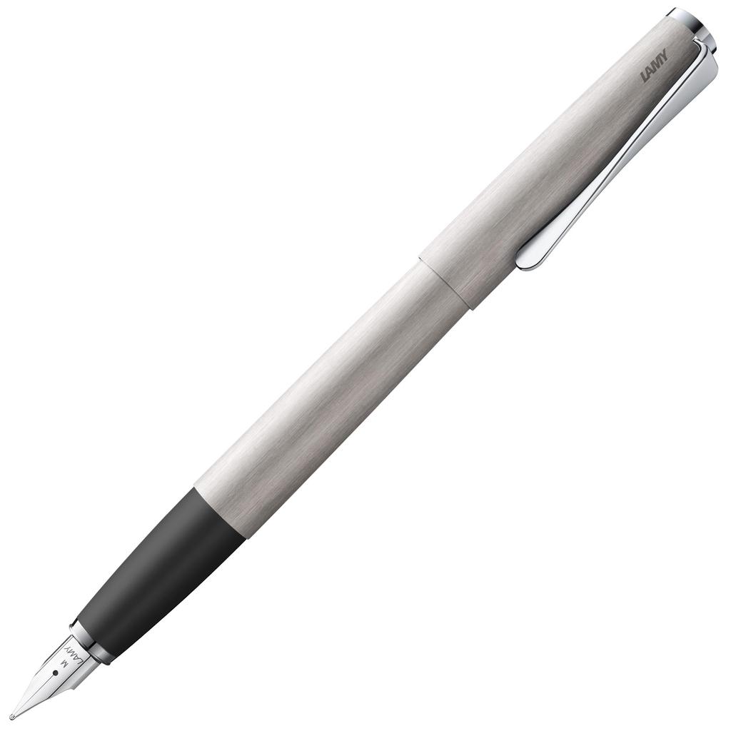 LAMY Studio Matte Brush Fountain Pen Elegant Metal Body Steel Nib Nib Size F Includes LAMY T10 Blue Ink Cartridge - - (Partially Platinum-Plated) - -