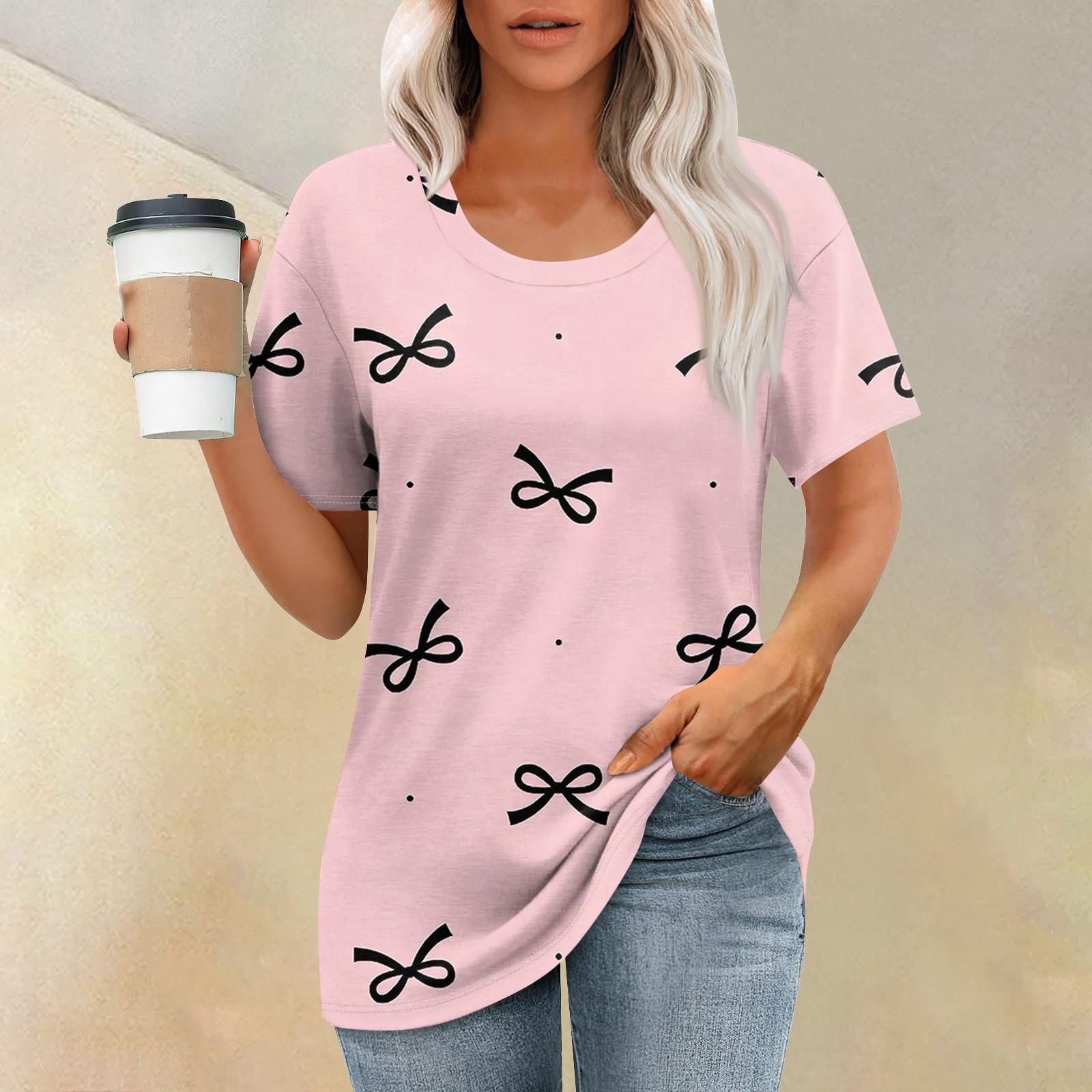 

Женская футболка с принтом, короткий рукав, повседневная, выходного дня, модная, базовая, с круглым вырезом, обычная, летняя XL арбуз красный