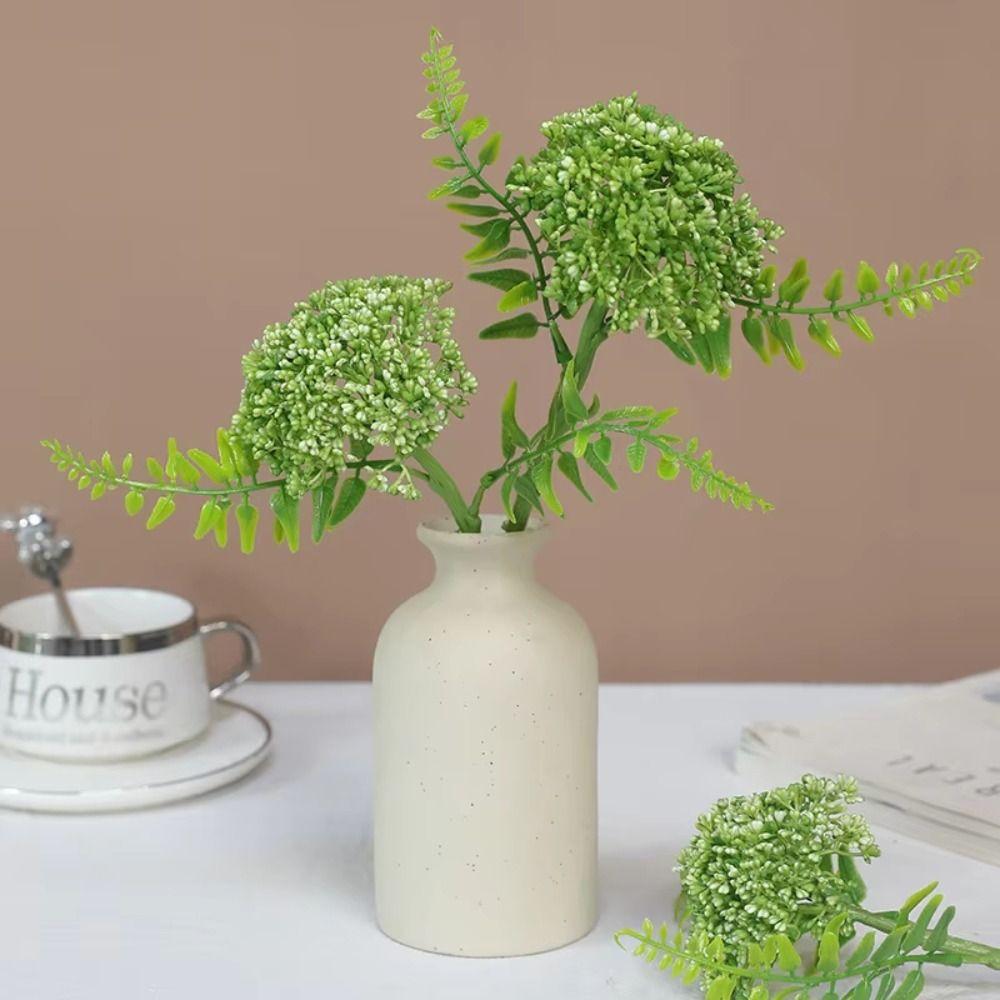 3PCS Plastic Artificial Oat Fruit Green Colorr Faux Oat Stems Green Plastic Flowers Wedding Floral