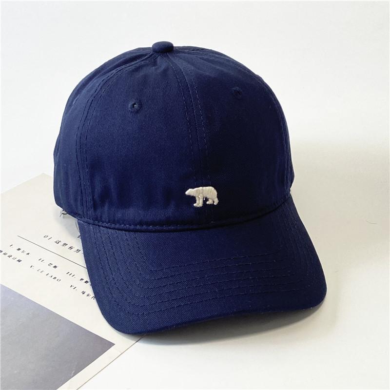 New Polar Bear Embroidered Baseball Cap Men's and Women's American Soft Top Cap Spring and Summer Versatile Big Head Circumference Sun Hat