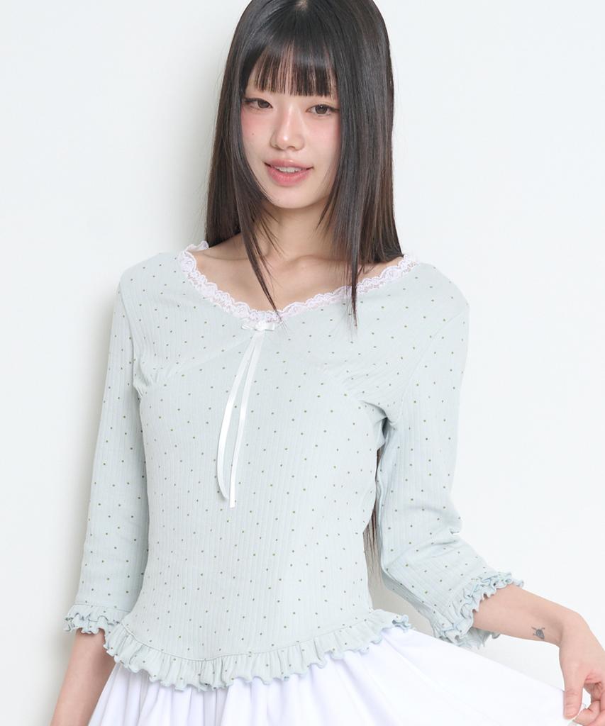 ILLIGO Dot Lace T-Shirt Blue