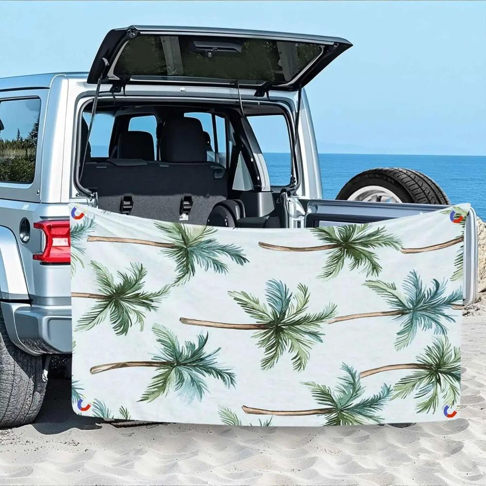 Artistic Tropical Palm Tree Beach Towel, Hawaiian Style Quick Dry Absorbent, Lightweight Sand Resistant Travel Pool Essentials
